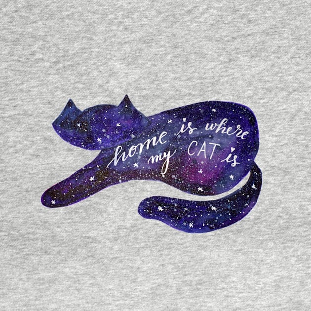 Watercolor galaxy cat - purple by wackapacka